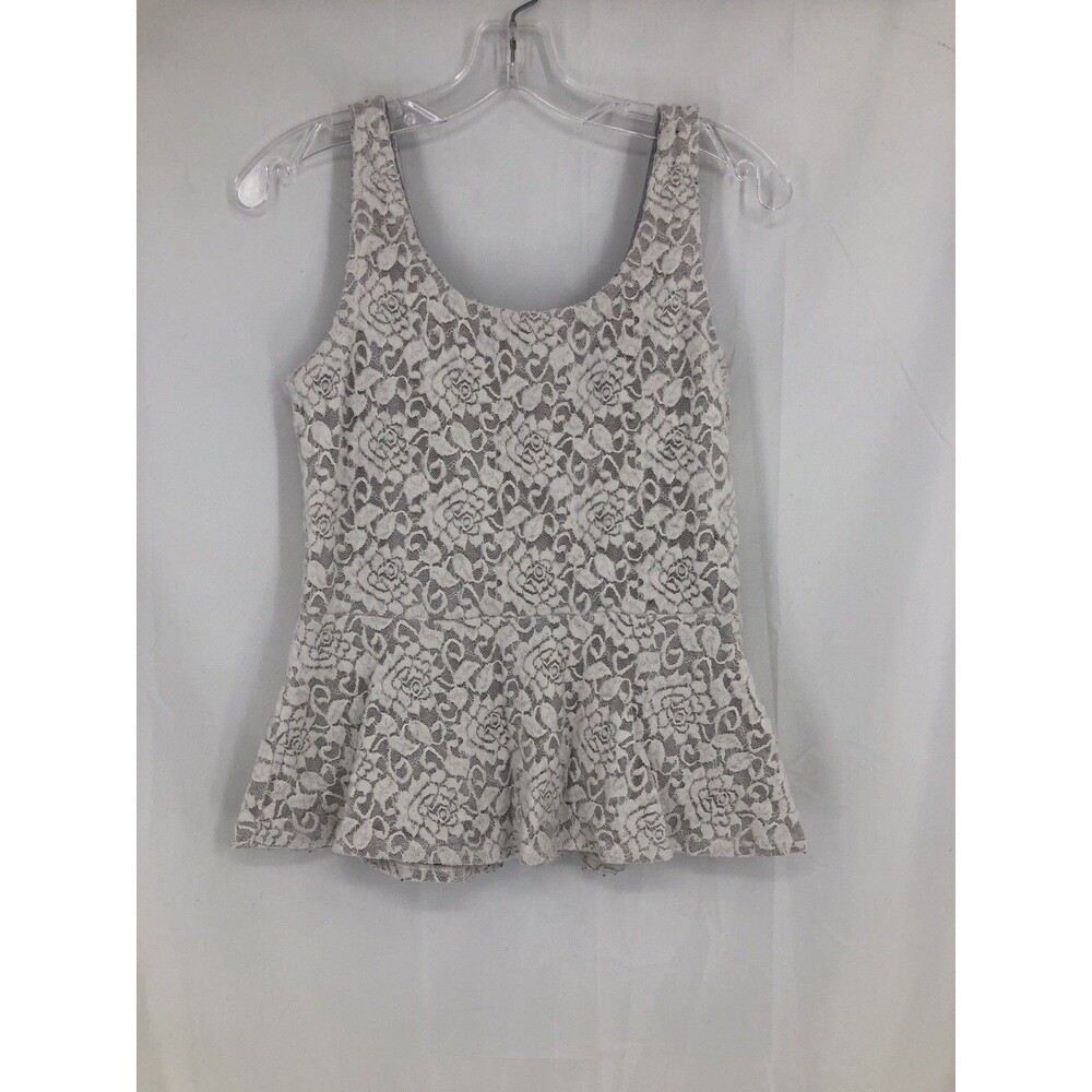 Express Cream Lace Peplum Top Sleeveless Medium